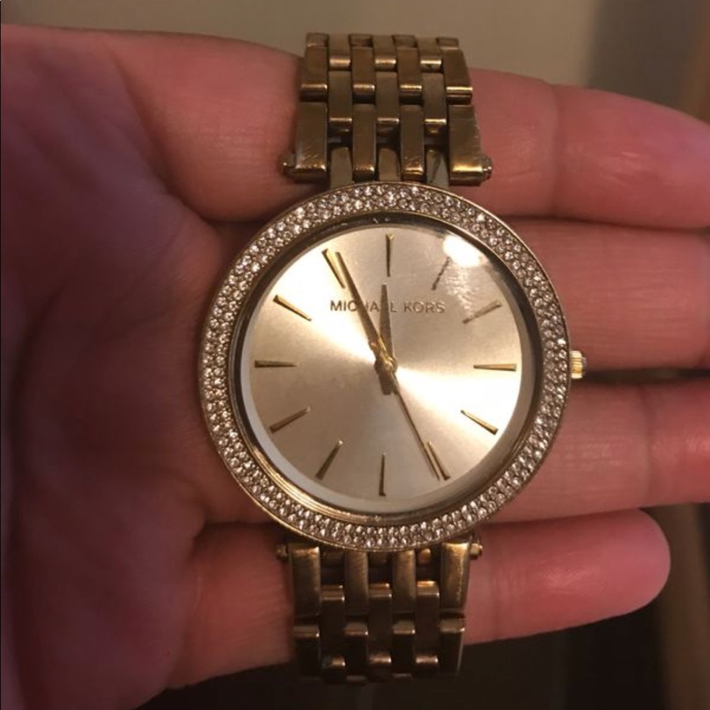 Michael kors gold watch with rhinestones